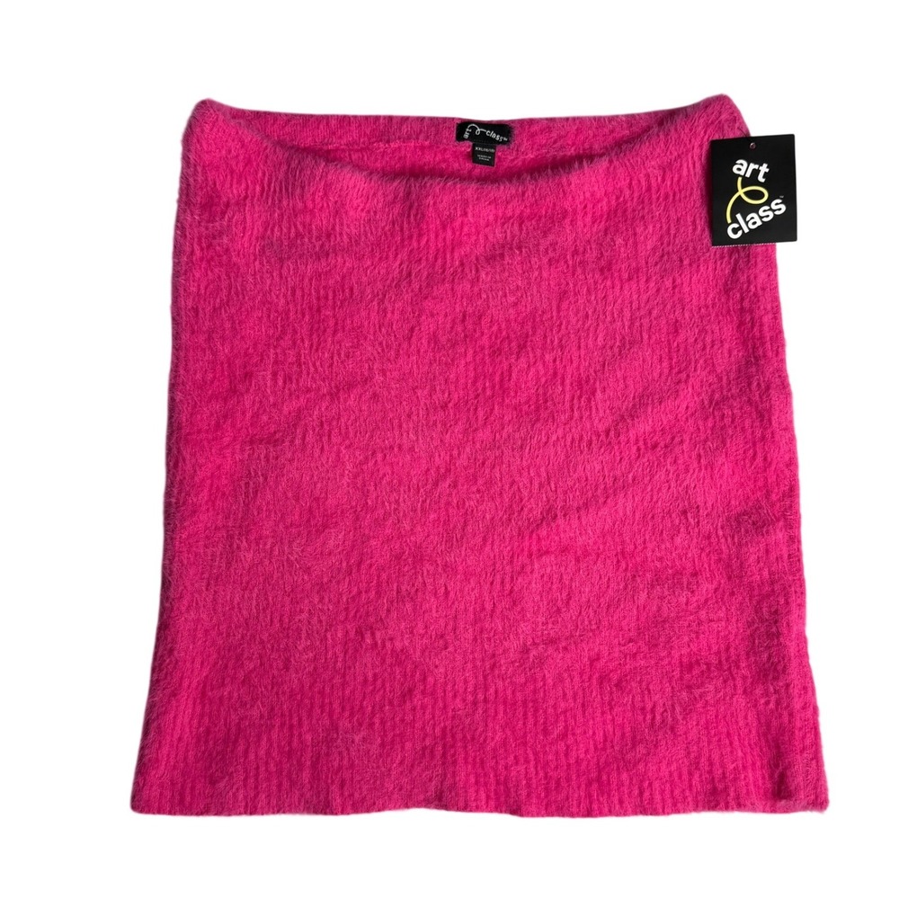 Art Class Hot Pink Fuzzy Knit Soft Sweater Pull On Skirt Girls XXL 16 18 NEW